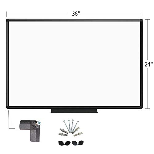 Viz-Pro Magnetic Dry Erase White Board 36 X 24 Inches, Black Aluminium Frame, With 12-Count Markers #TOP3