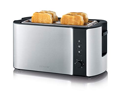 Severin AT 2590 Tostapane Automatico, Circa 1400 W, Inserto per panini Integrato, 4 fette, Acciaio...