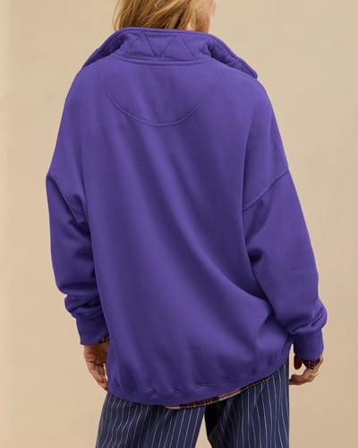 Image of Gacaky Sweatshirt for Women Oversized Casual Long Sleeve Button Henley Neck Pullover Tops Fashion Outfits Clothes