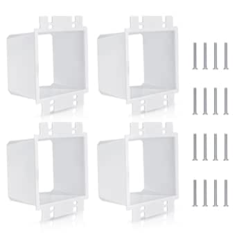 4pcs BE2-4 (2 Gang) Electrical Outlet Box Extender, Double Gang Box Extender with 16pcs Screws Power Switch Heavy Duty Plastic Unit Receptacle Extender (White)