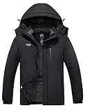 Wantdo Men's Hooded Insulated Winer Jacket Water Resistant Ski Coat Ourdoors Parka Black XL