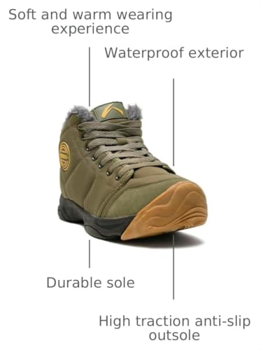 Image of UPSOLO Mens Winter Trekking Snow Boots Water Resistant Shoes Anti-Slip Fully Fur Lined Casual Lightweight Hiking Boot