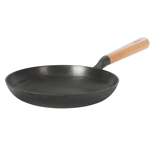Oster Platinum Flintfield 9.5 Inch Pre-Seasoned Cast Iron Skillet with Wood Handle, Natural Nonstick Lightweight Cast Iron Frying Pan for Searing, Sautéing & Everyday Cooking