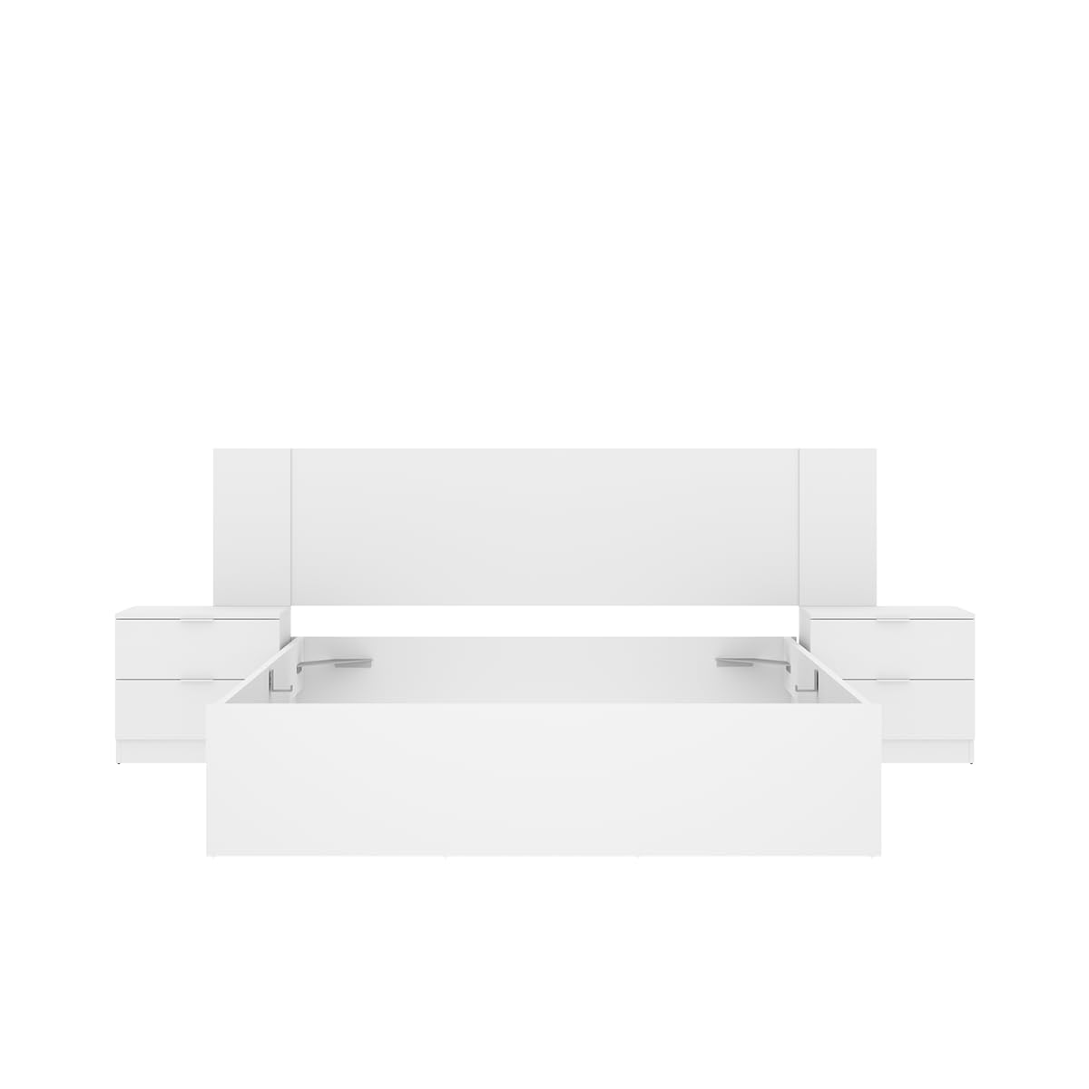 DEKIT Grupo RIMOBEL - Cabezal Cama len con 2 MESITAS Y Cama Alice 150CM con 4 CAJONES - 96x251x197cm