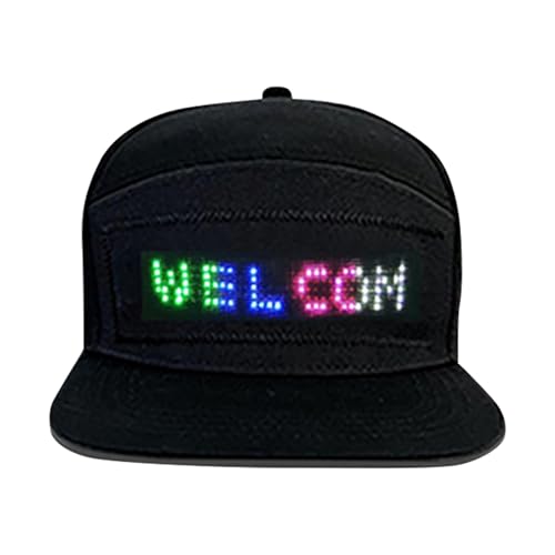 Chapeau LED Enroulable Yoyoway Casquette Lumineuse Pliable Écran Numérique Rechargeable (Black, One Size)