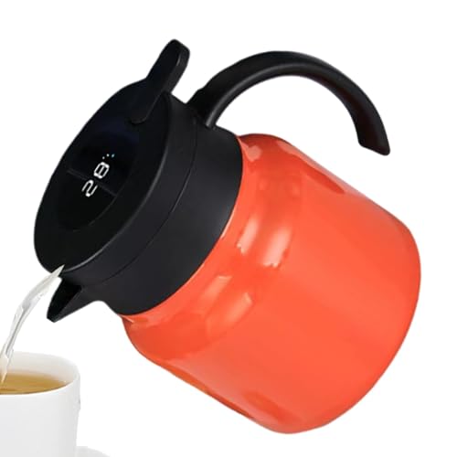 Acunny Jarra isotérmica, jarra para líquidos calientes - aislada de acero inoxidable 1L | Jarra de agua caliente, jarra de café al vacío, con pantalla inteligente de temperatura para
