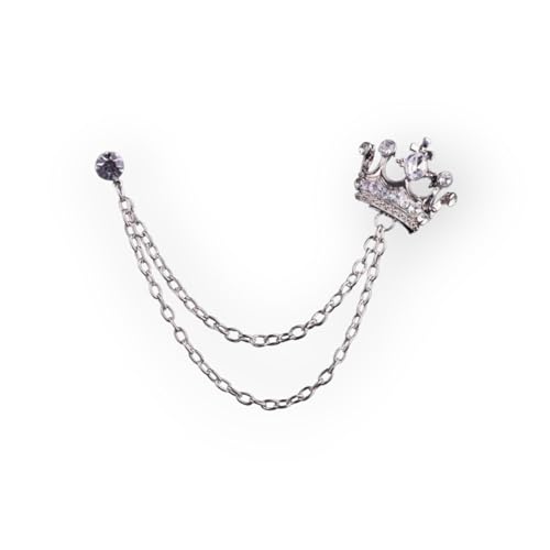 FARTICOSSIN Unisex Silver Crown Chain Crsytal Stud Blouse Shirt Collar Neck Tip Brooch Pin