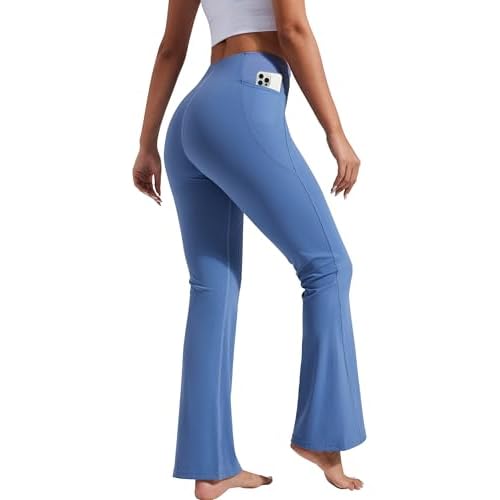 Pioneer Camp Hosen Damen Yogahose Lang Flared Leggings Leicht Fitnesshose Freizeithose Pants mit Taschen