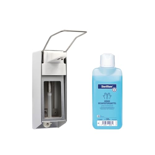 Medi-Inn Wandspender Eurospender Aluminium Langarmhebel mit Verschlussblende 500 ml (Spender+Sterillium 500 ml)