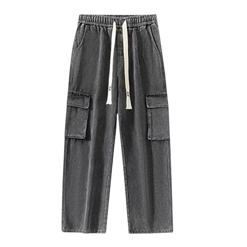 Cargo Pants Men Fashion Jeans Y2k Street Denim Cargo Pant Classic Drawstring Elastic Waist Lounge Straight Leg Trouser2