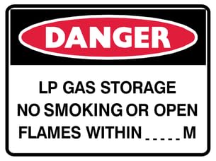 Reflective PVC Waterproof Sticker |Danger LP Gas Storage NO Smoking OR Open Flames Within M | Size: 230mm X 160mm