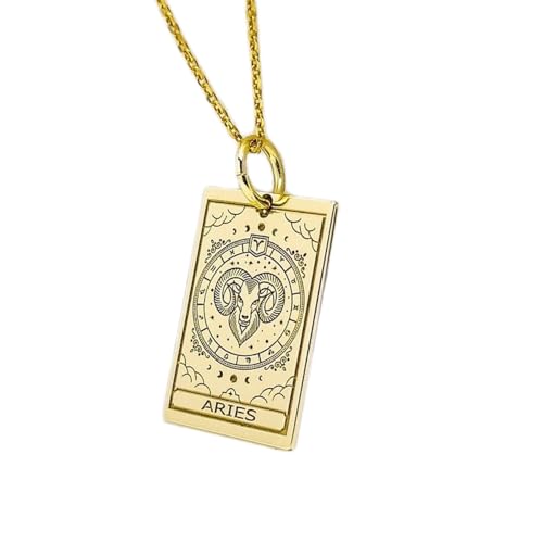 Collier en argent sterling 925 LKBEADS avec pendentif Bélier carré plaqué or 00184