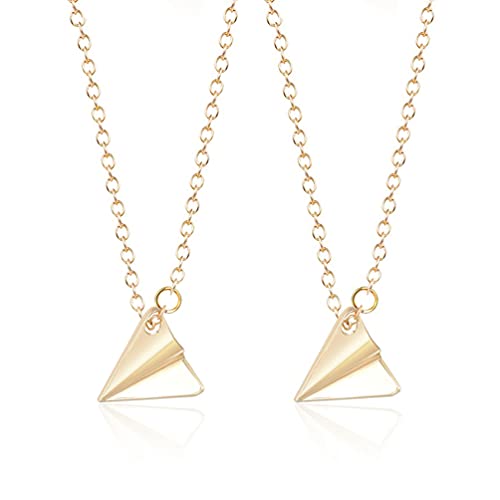 2PCS Triangle Origami Plane Necklaces,Delicate Geometric Triangle Paper Airplane Pendant Necklace Set for Women Girls Couples (Gold) 2PCS Triangle Origami Plane Necklaces,Delicate Geometric Triangle Paper Airplane Pendant Necklace Set for Women Girls Couples (Gold)