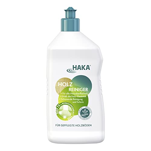 HAKA Holzreiniger, 750 ml, Parkettreiniger, für geölte & lackierte Holz- & Korkböden, Pflege für empfindliches Holz, lösemittelfrei, kein Auslaugen