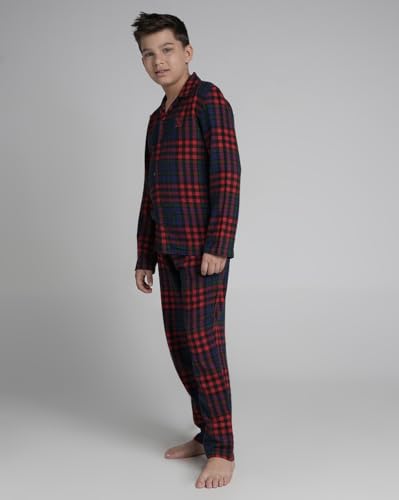 Image of Under Fourteen Boys Cotton Night Suit Set | Soft Breathable 2Pcs Sleepwear /Nightwear /Sleepsuit /Loungewear Co-Ord | Checks Top & Pyjama | Elastic Waist & Pockets | Multicolor Pajama Party & Gifting Set