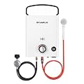 CAMPLUX First F5 Portable Propane Water Heater 1.32 GPM, 34,000 BTU Portable Hot Water Heater for RVs, Campings, Cabins & Barns, Ultra Portable Screw-Free Design, Easy Setup & Temperature Control