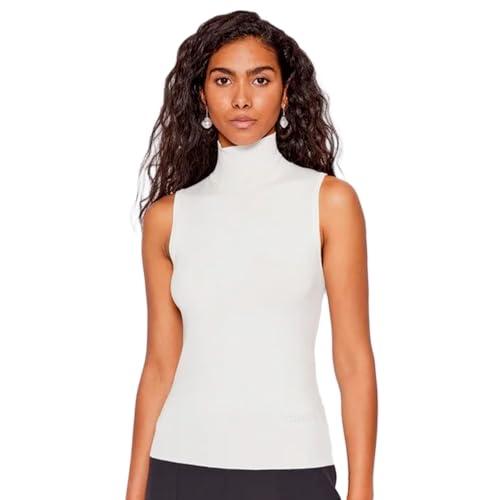 GUESS Women's Zelinda Turtleneck Top Sweater, Cream White, Medium