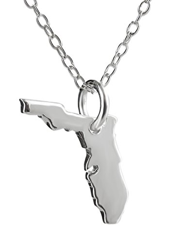 FashionJunkie4Life Sterling Silver Tiny State of Florida Charm Necklace, 18  Chain