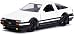 Jada Toyota Trueno Ae86 White Black Bottom Initial D First Stage (1998) TV Series Hollywood Rides Series 1/32 Die-cast Model Car 99801