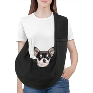 Pawaboo Hundetragetasche Welpen, Tragbare Transporttasche für Hunde Bis zu 12 lbs, Tragetuch Hunde Katzen, Outdoor Hund Tragetuch Haustiere Umhängetasche für Klein Hund Katze, Schwarz