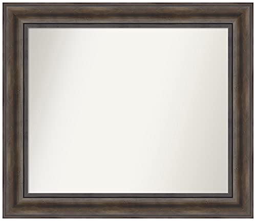 Amanti Art Brown Wall & Bathroom Mirror for Over Sink, 25x29 Small Mirror