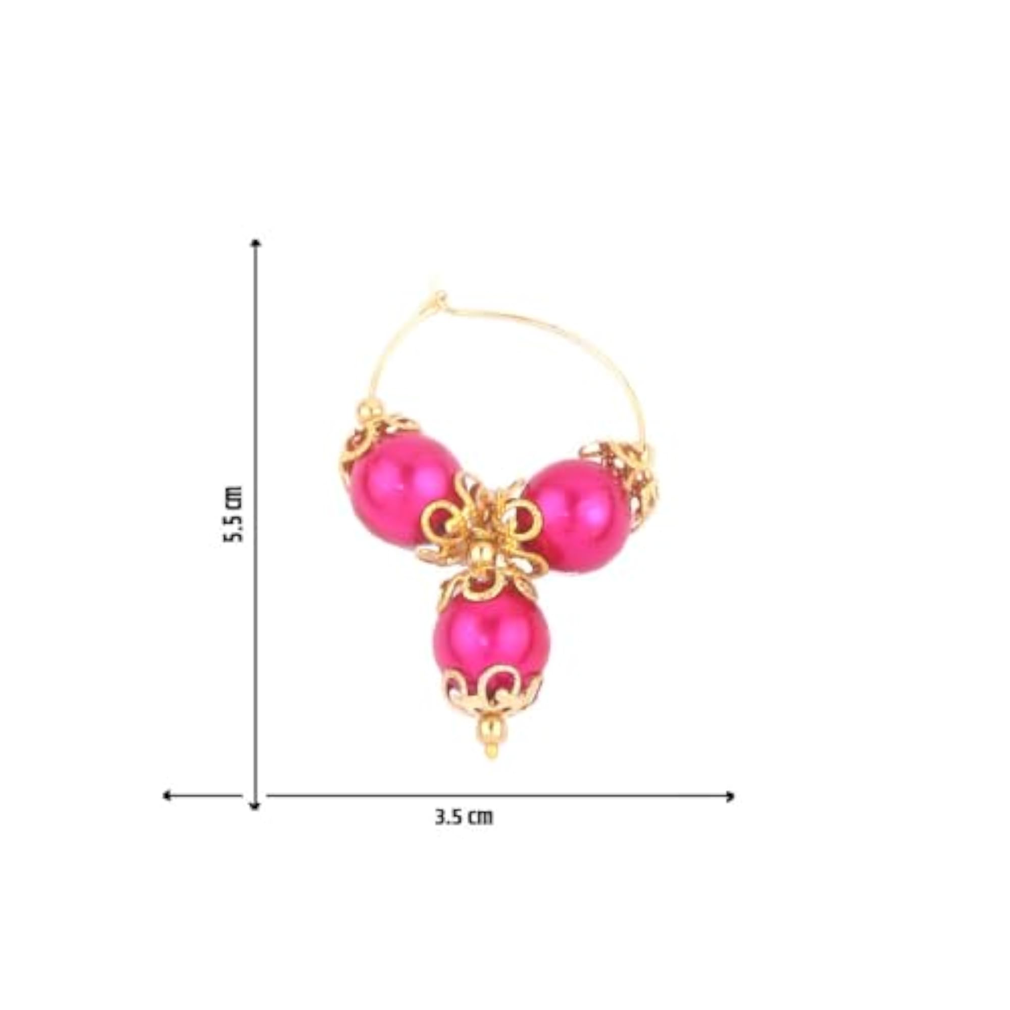 Delicate Pink Pearl Ganpati Big Bali Earrings