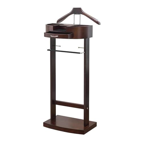 Elegante perchero multifuncional color melocotón con organizador de zapatos y caja organizadora, solución de ahorro de espacio para ropa y accesorios de hombre.