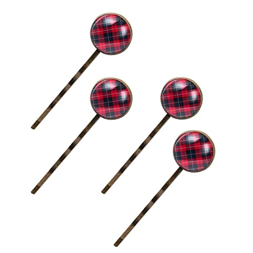 Lot de 4 épingles à cheveux motif écossais rouge pinces haut de gamme en tissu tartan
