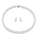 [つやたまうるる] ブライダル 結婚式用 本真珠ネックレス＆ピアスセットホワイト 8.5-9mm 【ハートキーパーボックス 品質保証付】卒業式 ウエディング 入学式 プレゼントに