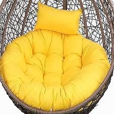Image of KYNE Round Swing Chair Cushion, Polyester, Outdoor Egg Swing Chair Cushion, Padded Pillow Cushion for Garden Swing, Balcony, Deck (Yellow 1)