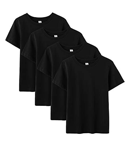 LAPASA Pack de 4 Camiseta para Niño o Niña Unisex de Manga Corta 100% Algodón K01