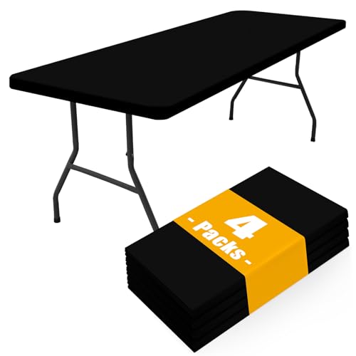 Smiry 4 Pack Rectangle Picnic Table Cloth, Waterproof Elastic Fitted