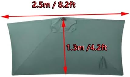 Patio Half Umbrella Replacement Canopy 6.5ft/8ft - Khaki Outdoor Market Umbrella Top Cover for Rectangular Table (2.5x1.2m/8x4ft) - Durable, Weather-Resistant Fabric