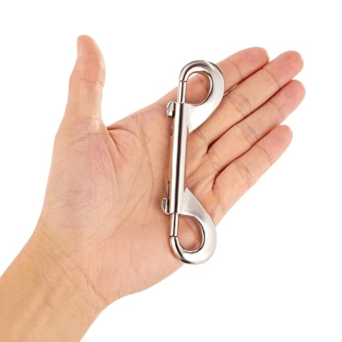 Double Ended Bolt Snaps Hook Trigger Clips Chain Metal Clips Sliver 4.7 Inch 5Pcs #TOP2