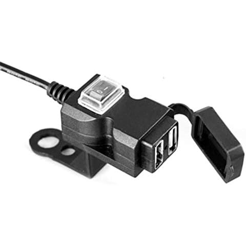 Dual USB Socket Charger, Motorcycle Charger Socket Waterproof Motorbike Handlebar Power Quick Charge 3.0 USB Charger Socket Dual USB Car Power Outlet,Black(9-90V,Black) Cover
