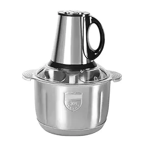 KRETIX Stainless Steel Vegetable Mixer Grinder for Kitchen | 5 Liter Meat Grinder for Home, Kitchen, Restaurant, Hotel | 3 Speeds Food Blender for Garlic, Vegetable, Fruits, Meat (Silver & Black)