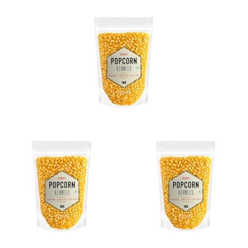 Image of HARIBAS Popcorn Kernels 1kg | Raw Maize for Popcorn | Butterfly Corn High Expansion | Ready to Cook Snack | Homemade Healthy Popcorn | Non-GMO (Pack of 3)