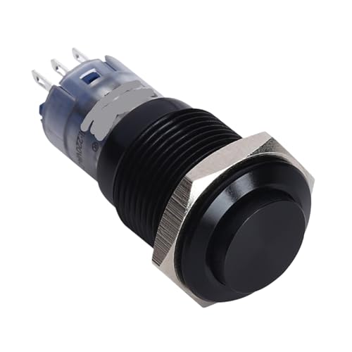 Bouton-Poussoir 16 mm résistant à l'eau IP67 aluminium noir interrupteur