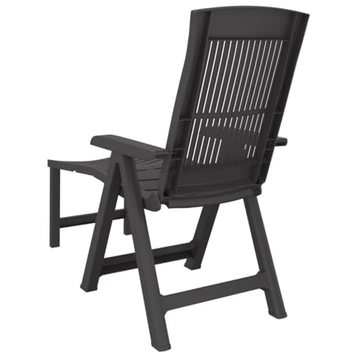 Chaise longue de jardin dossier réglable multi-position transat pliable anthracite - 7
