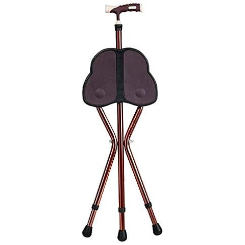 YUNSHINE Folding Cane Seat 441 lbs Capacity Thick Aluminum Alloy Cane Stool Crutch Chair Seat Three-Legged Cane Seats Highly Adjustable Walking Stick Tall Unisex for Elderly As Gift (Brown) Cover