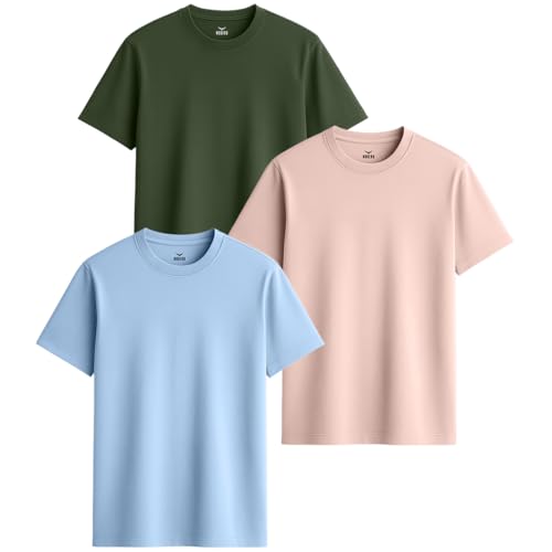 Image of Nobero 100% Cotton Tshirts for Men Combo Pack of 3 | Regular Fit Round Neck Half Sleeve