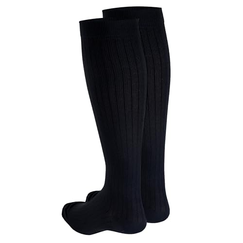 NuVein Men's Compression Socks, 30-40 mmHg Support, Dress Trouser Style, Over Calf Knee High, Black, Large4