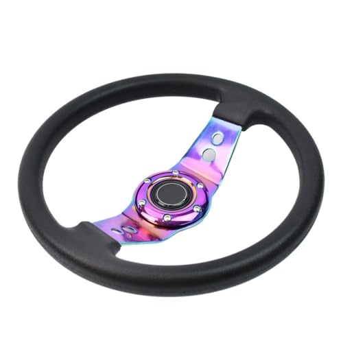 Volante Desplazado,Volante Coche Volante Deportivo Universal de PU Modificado de 350 mm con Soporte Plano