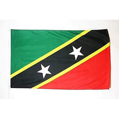 Image of AZ FLAG - Saint Kitts And Nevis Flag - 2x3 Ft - 100D Polyester Nevisian Banner with Two Metal Grommets - Fade Resistant - Vivid Colors - 2' x 3' Feet - 90x60 Cm