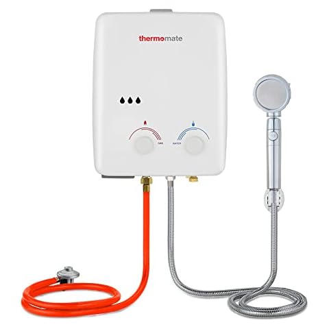Gas Water Heater, Thermomate AZ132 5L Portable Propane Water Heater, Tankess Instant Gas Boiler, Use for Outdoor Showers, Horses, Camping, RV Cover
