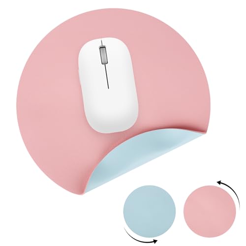 Tapis de Souris Rond Tapis de Souris Double Face Petit Tapis de Souris 20 cm, Portable Antidérapant Tapis de Bureau Cuir PVC Étanche pour Bureau Maison...