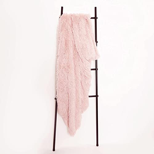 Sienna Super Fluffy Fleece Throw Shaggy Faux Fur Blanket Warm Reversible for Sofa Chair Bed - 150 x 200cm, Blush Pink