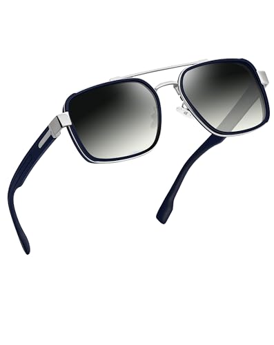 Image of Joopin Retro Square Military Sunglasses Men Polarised UV Protection Blue