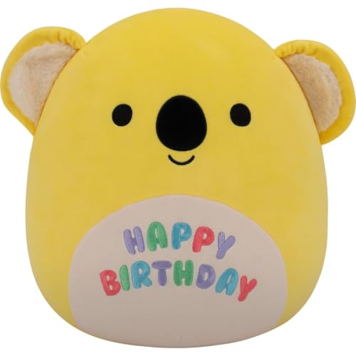 Image of Squishmallows Original 12in Donny the Yellow Koala with inchHappy Birthday inch on Belly - Official Jazwares Birthday Plush (Medium-Sized)