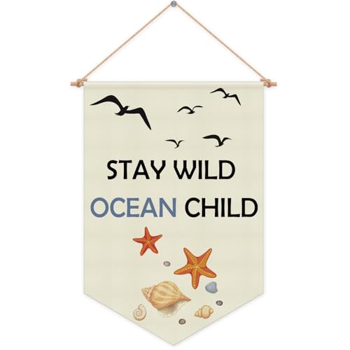 Playroom Wall Banner Gift for Ocean Lover Kid Hanging Pennant Flag Banner for Kids Room Nursery Bedroom Game Room Decor Gift for Baby Kids Girl Boy Wall Sign Decor Christmas Birthday Presents Linen